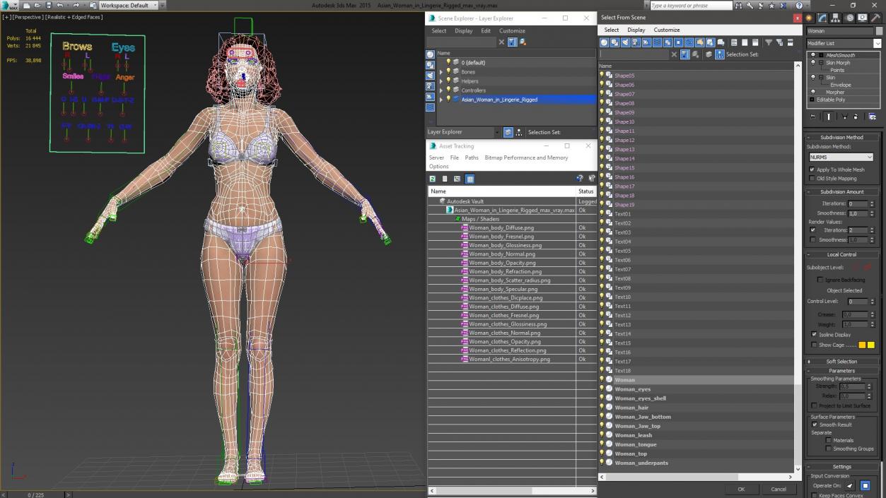 3D model Asian Woman in Lingerie Rigged