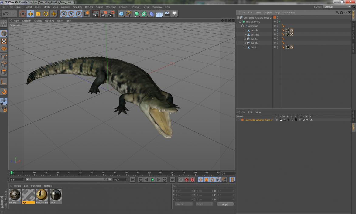 Crocodile Attacks Pose 2 3D model