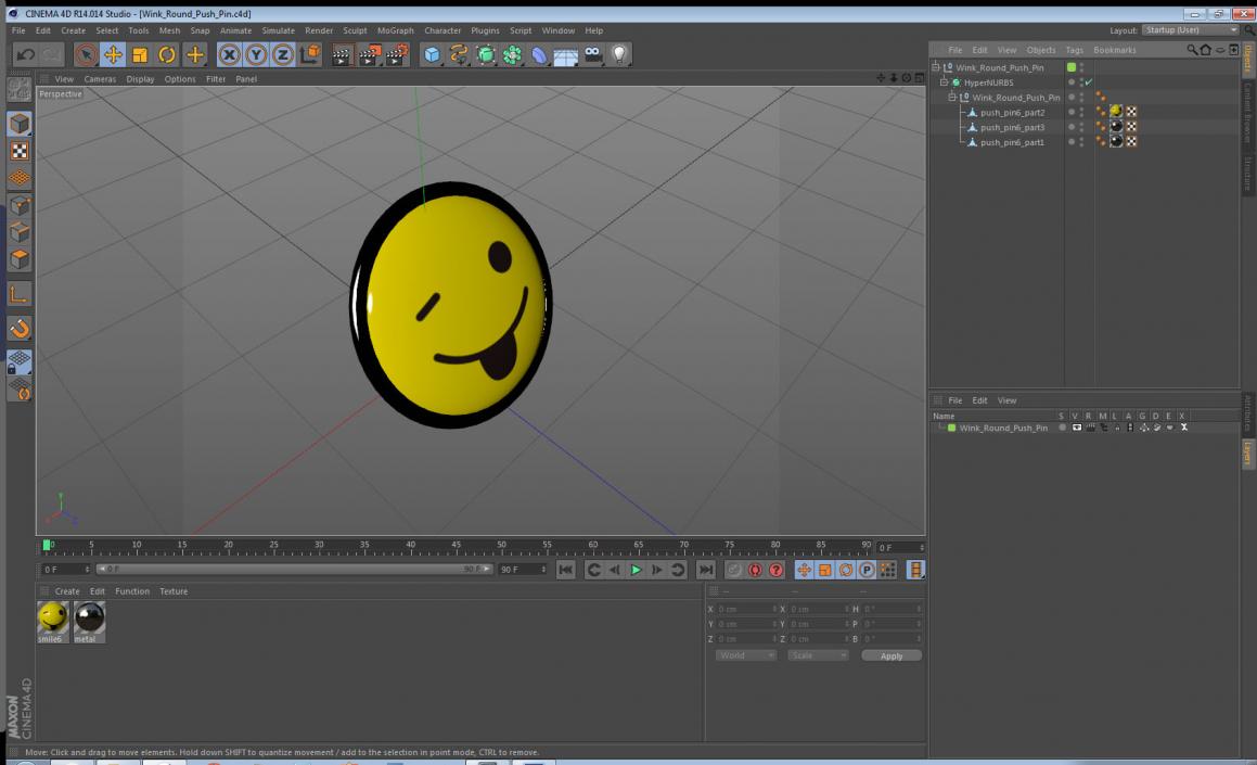 Wink Round Push Pin 3D model