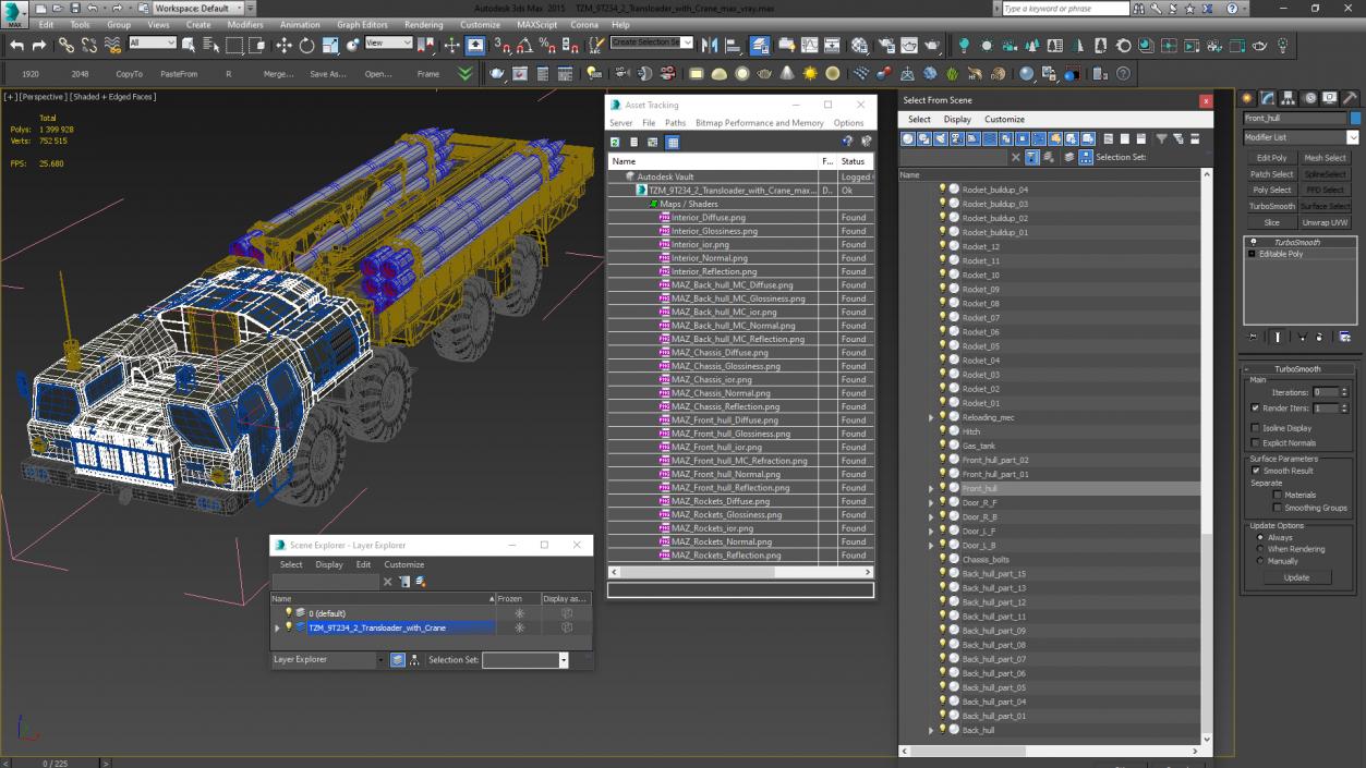 TZM 9T234 2 Transloader with Crane 3D model