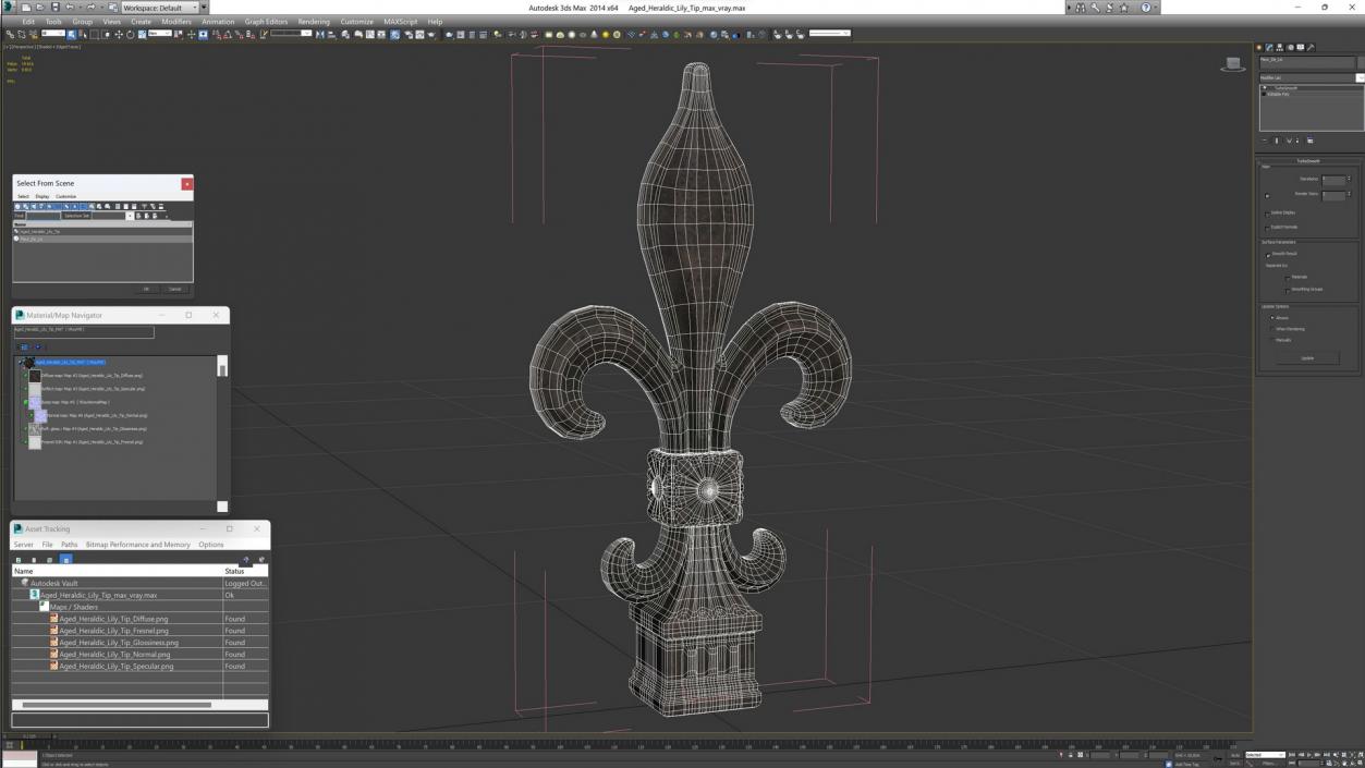 Aged Heraldic Lily Tip 2 3D model