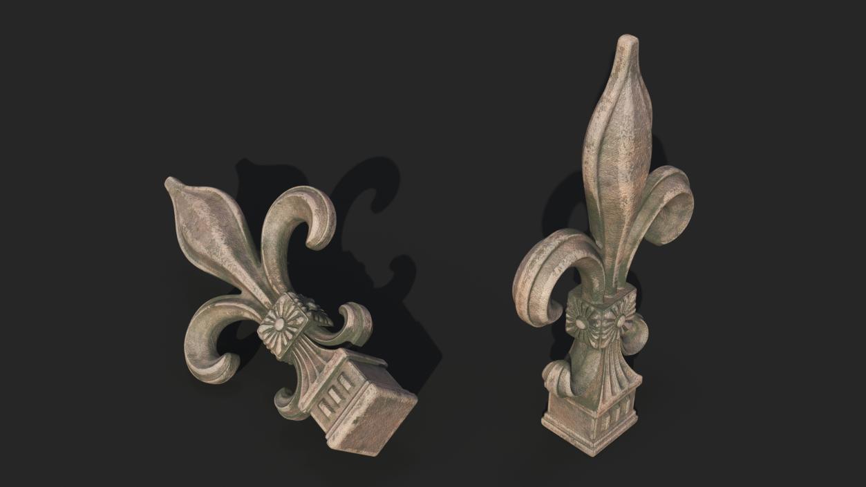 Aged Heraldic Lily Tip 2 3D model