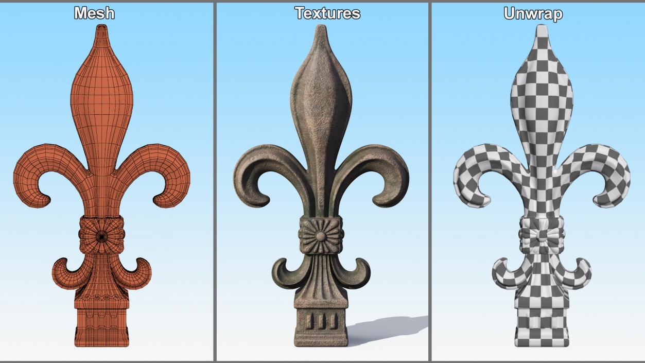 Aged Heraldic Lily Tip 2 3D model