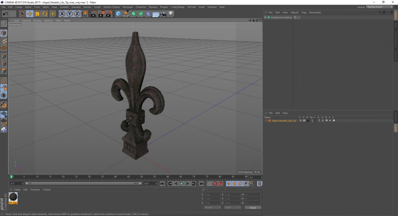 Aged Heraldic Lily Tip 2 3D model