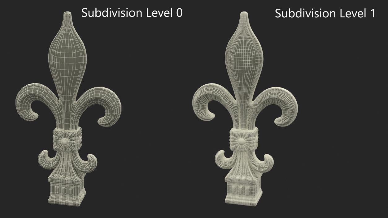 Aged Heraldic Lily Tip 2 3D model