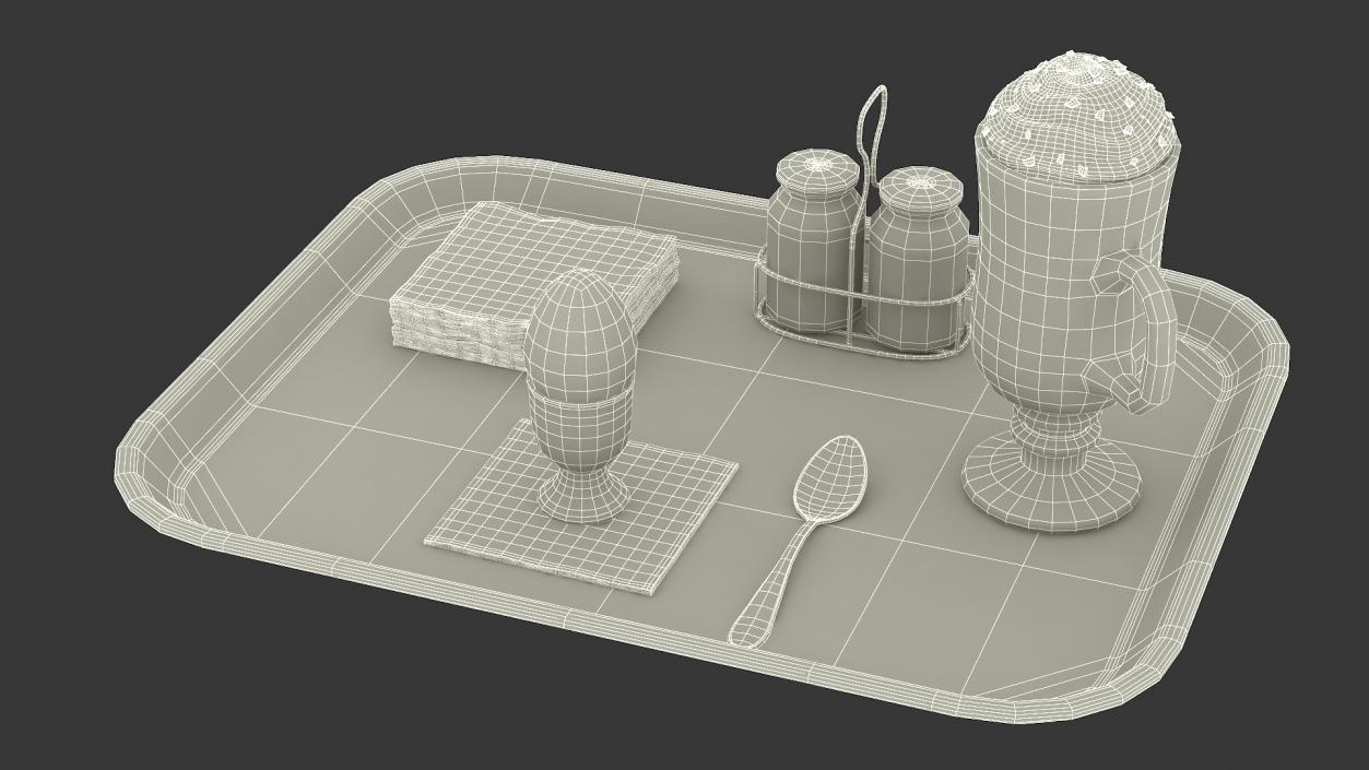 Breakfast Tray Set with Egg and Hot Beverage 3D model