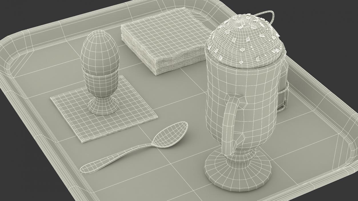 Breakfast Tray Set with Egg and Hot Beverage 3D model