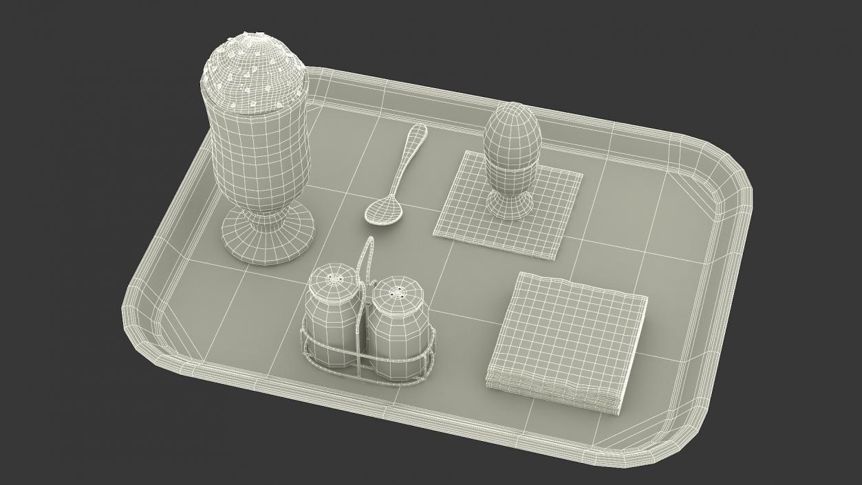 Breakfast Tray Set with Egg and Hot Beverage 3D model