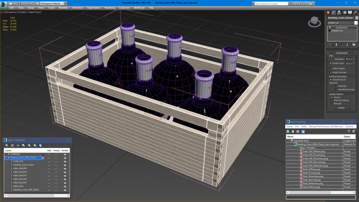 3D Stacking Crate With Flasks