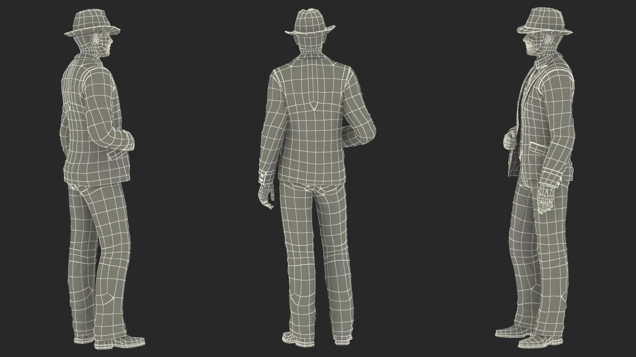 3D Elderly Man Leisure Suit Standing Pose model