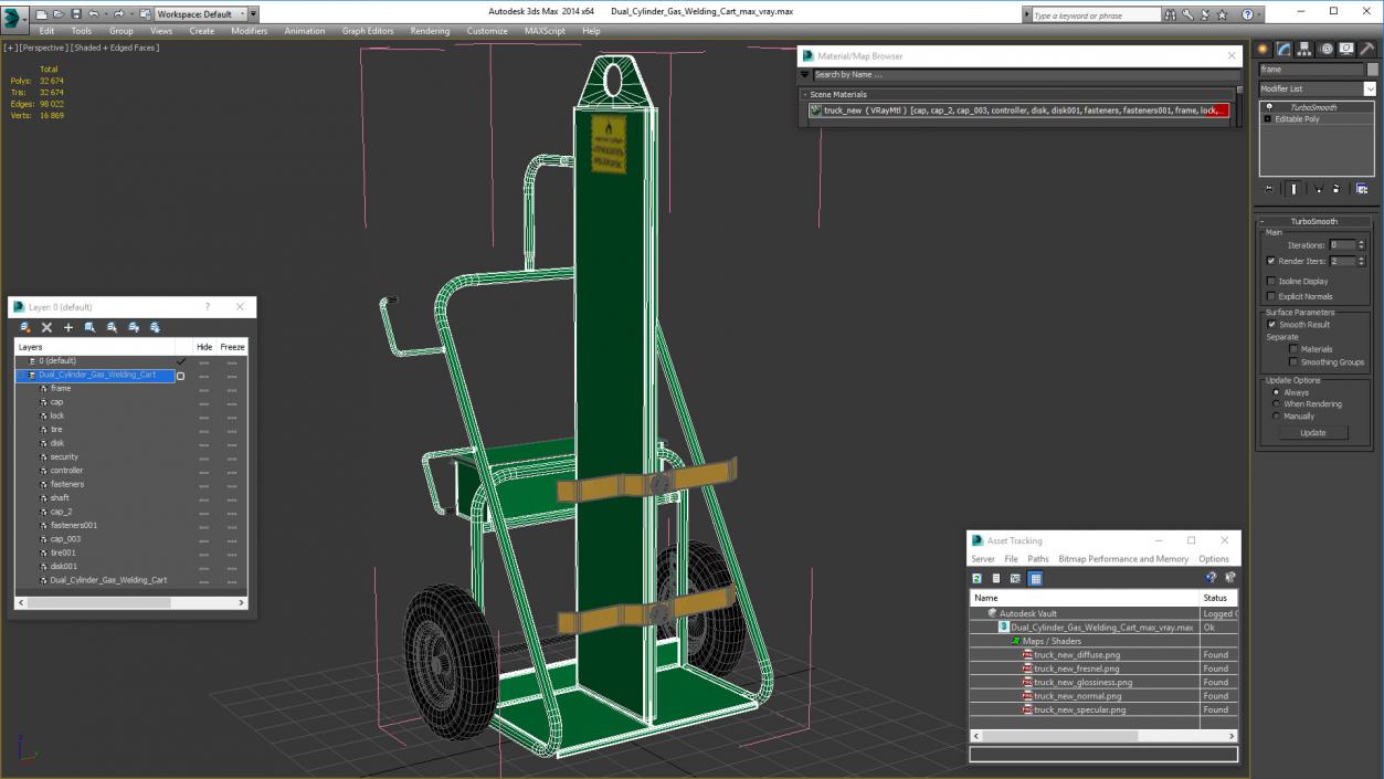 3D model Dual Cylinder Gas Welding Cart