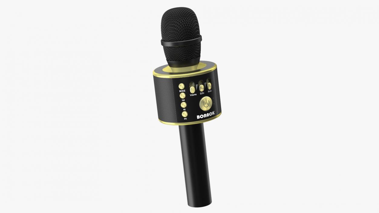 3D model Bluetooth Karaoke Bonaok Microphone Black and Gold