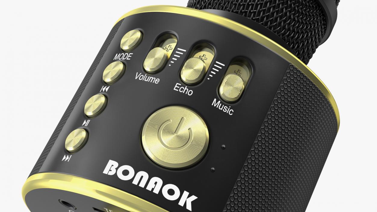 3D model Bluetooth Karaoke Bonaok Microphone Black and Gold