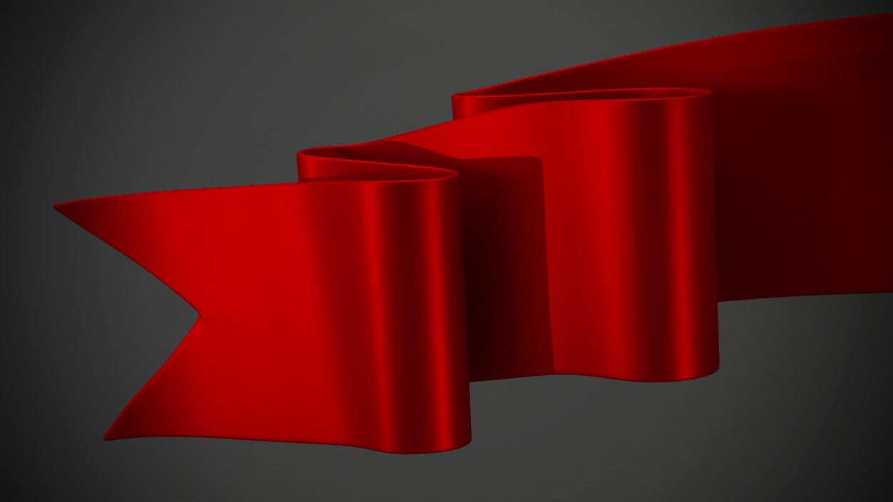 Ribbon Banner Curved Red 3D model