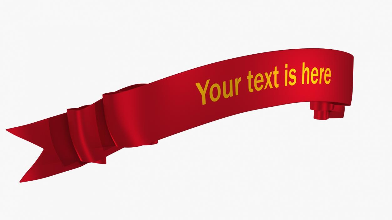 Ribbon Banner Curved Red 3D model