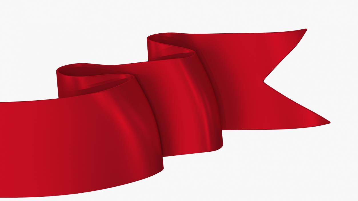 Ribbon Banner Curved Red 3D model