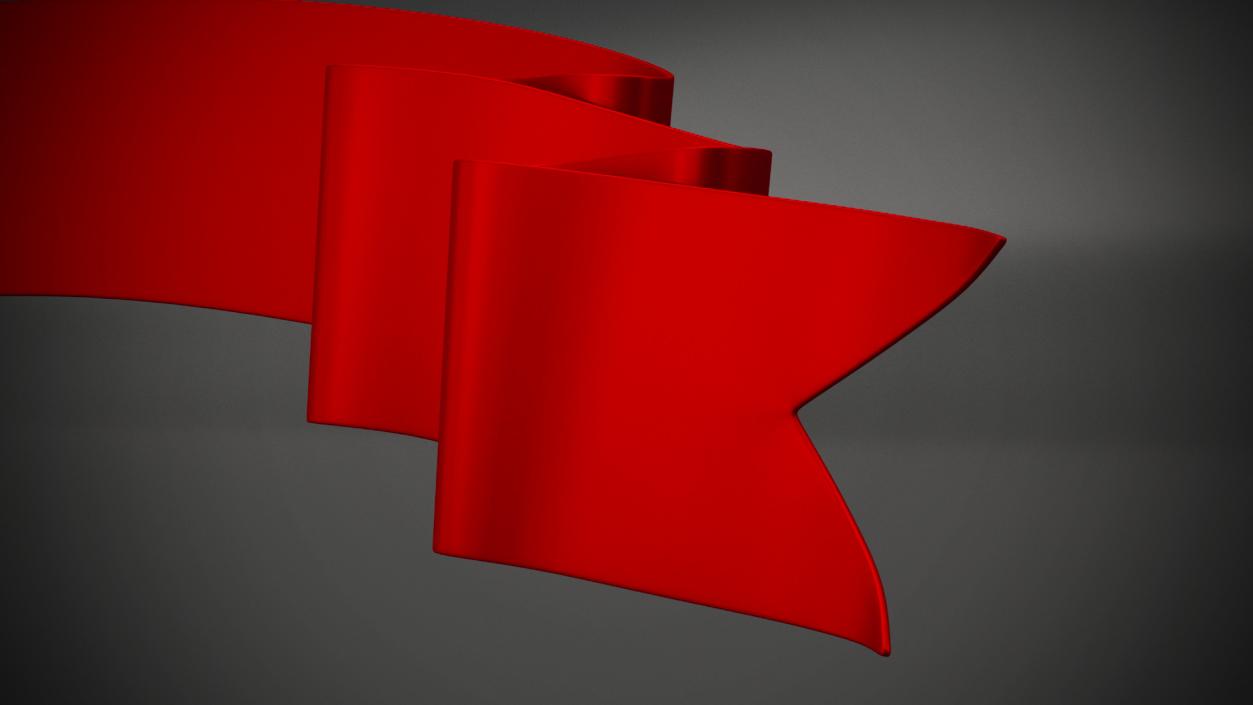 Ribbon Banner Curved Red 3D model