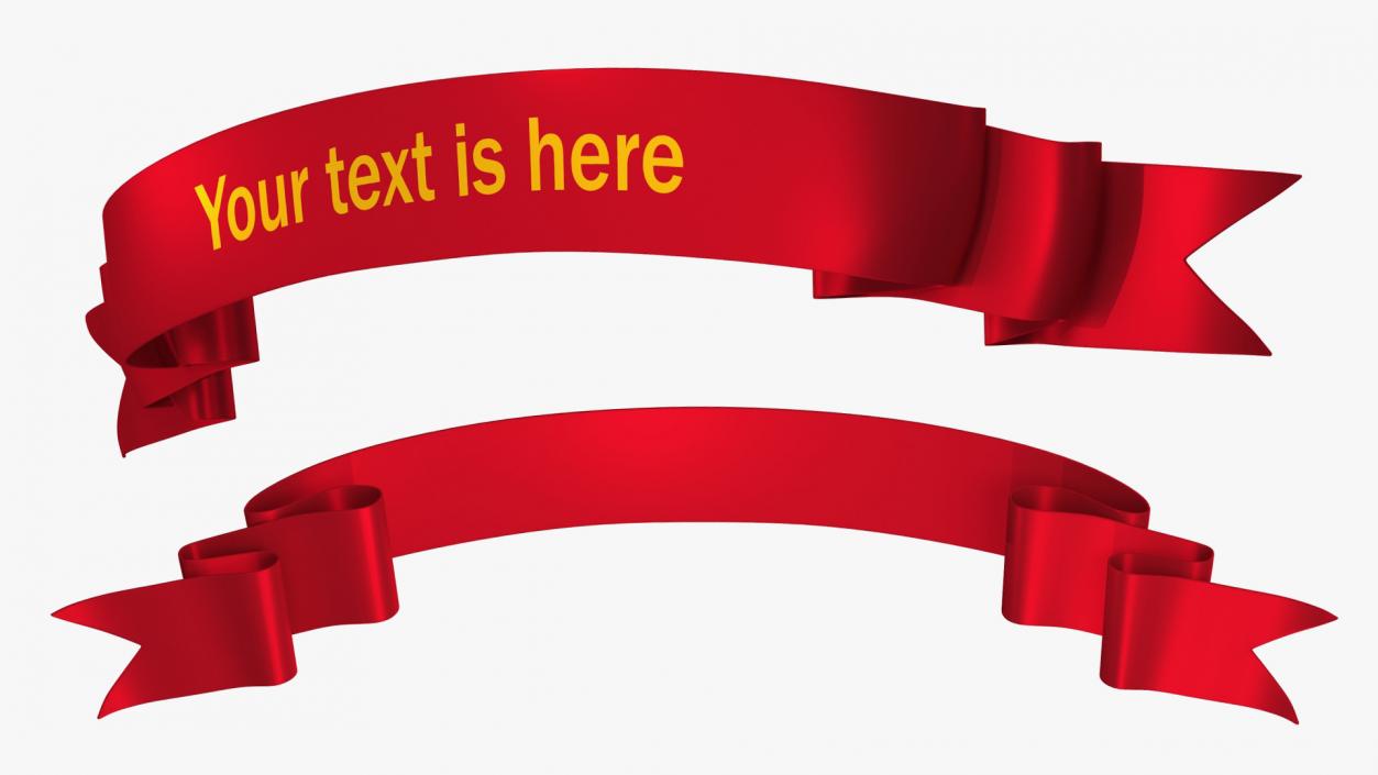 Ribbon Banner Curved Red 3D model