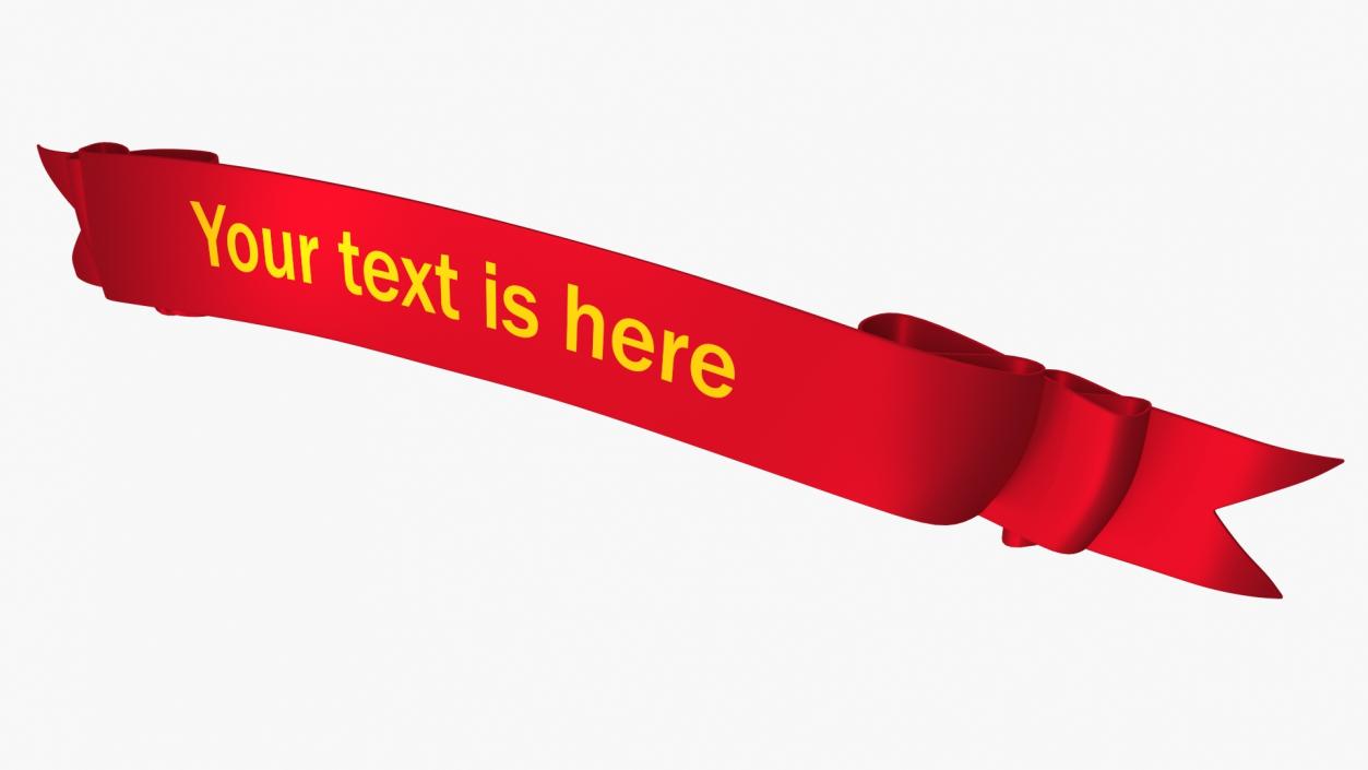 Ribbon Banner Curved Red 3D model