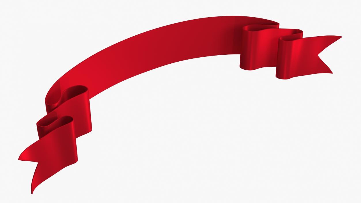 Ribbon Banner Curved Red 3D model