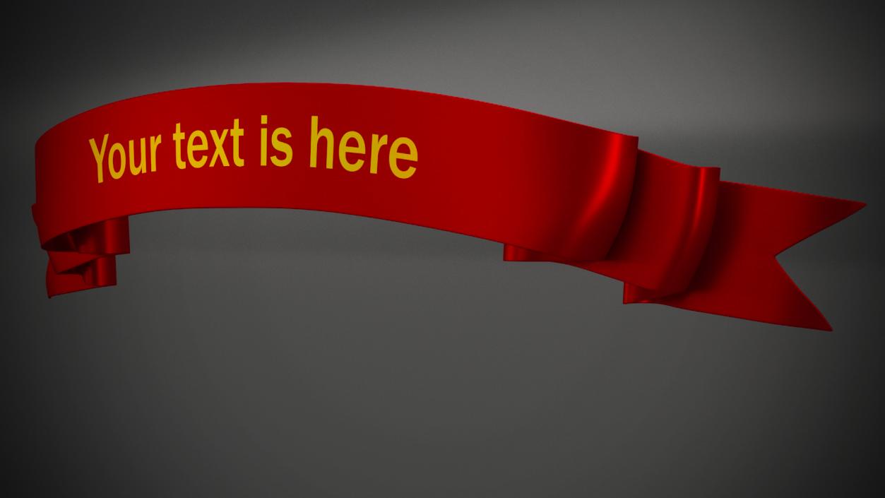 Ribbon Banner Curved Red 3D model