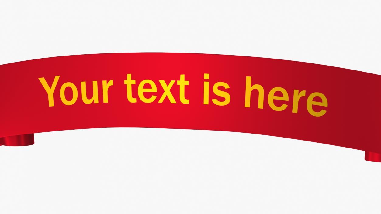 Ribbon Banner Curved Red 3D model