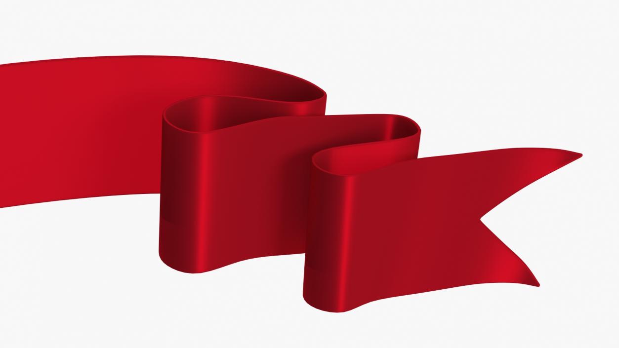 Ribbon Banner Curved Red 3D model