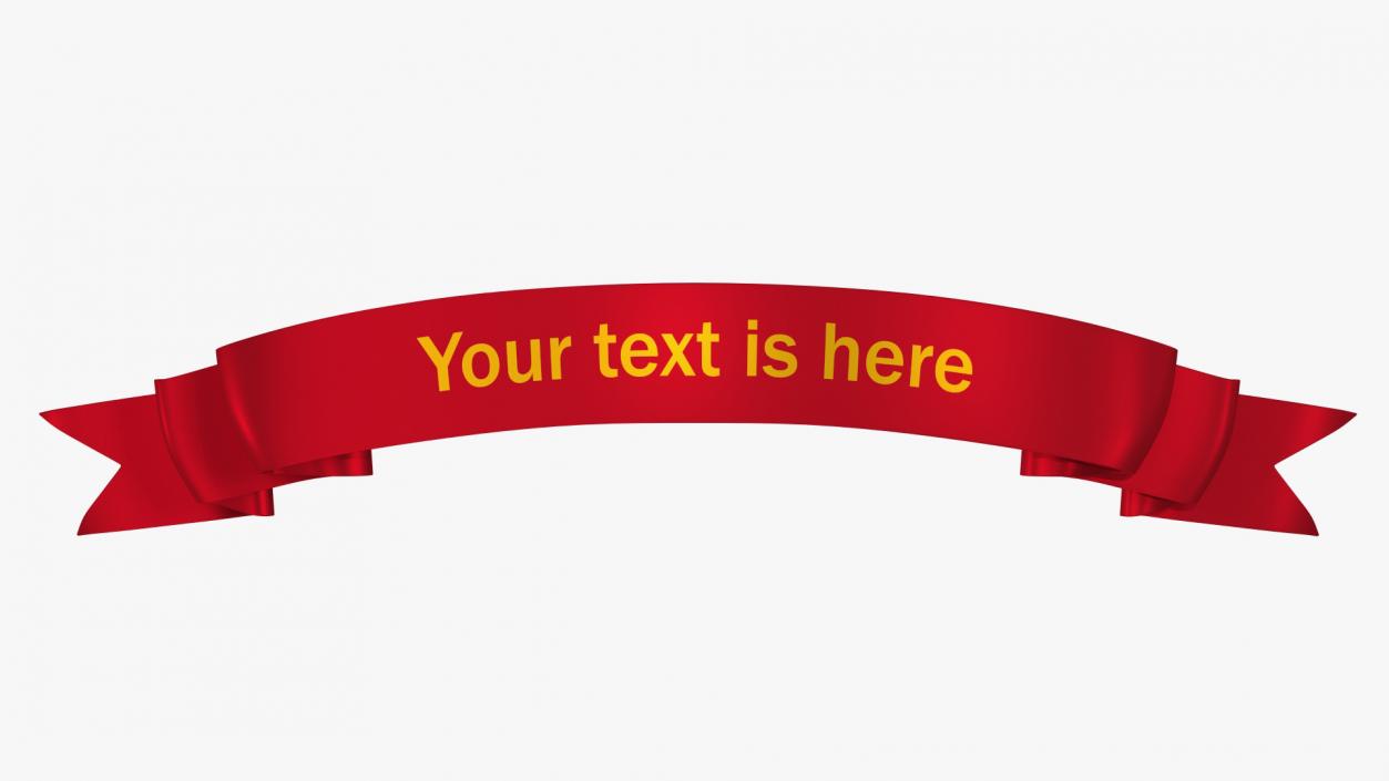 Ribbon Banner Curved Red 3D model