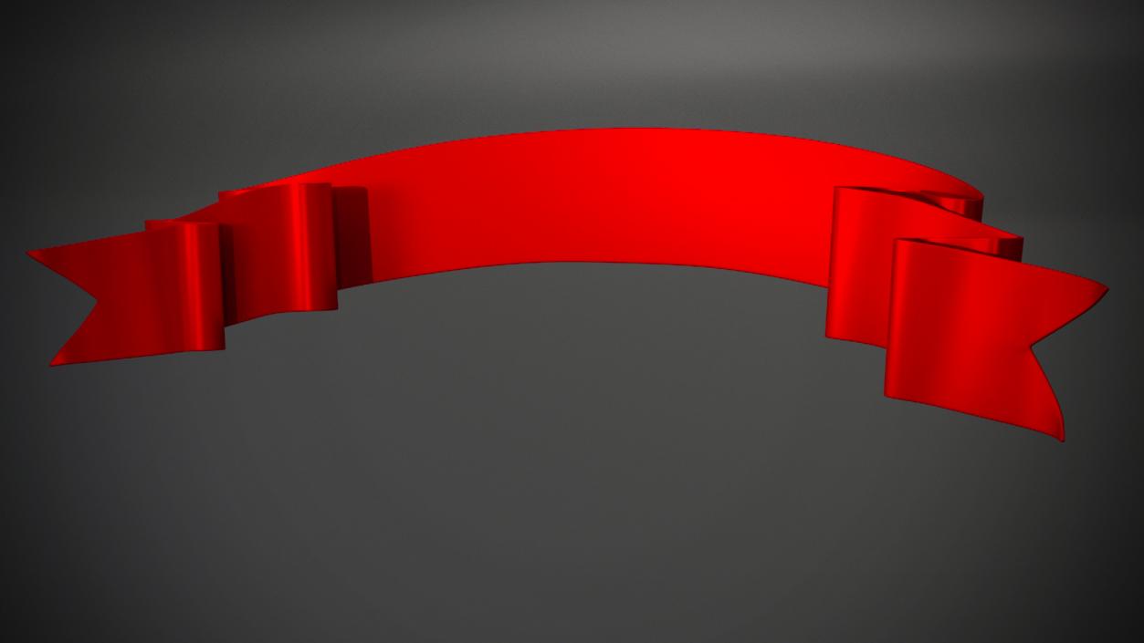 Ribbon Banner Curved Red 3D model