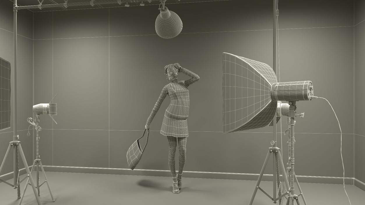 3D Female Character in Photo Studio Setup model