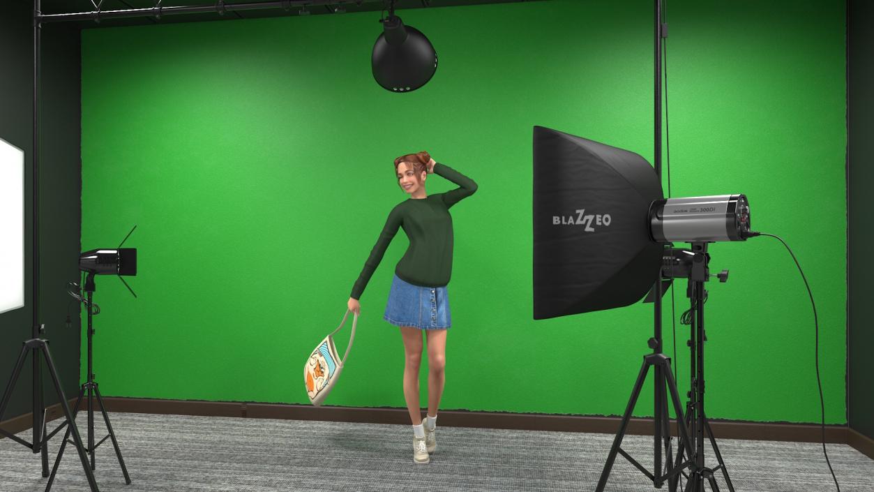 3D Female Character in Photo Studio Setup model