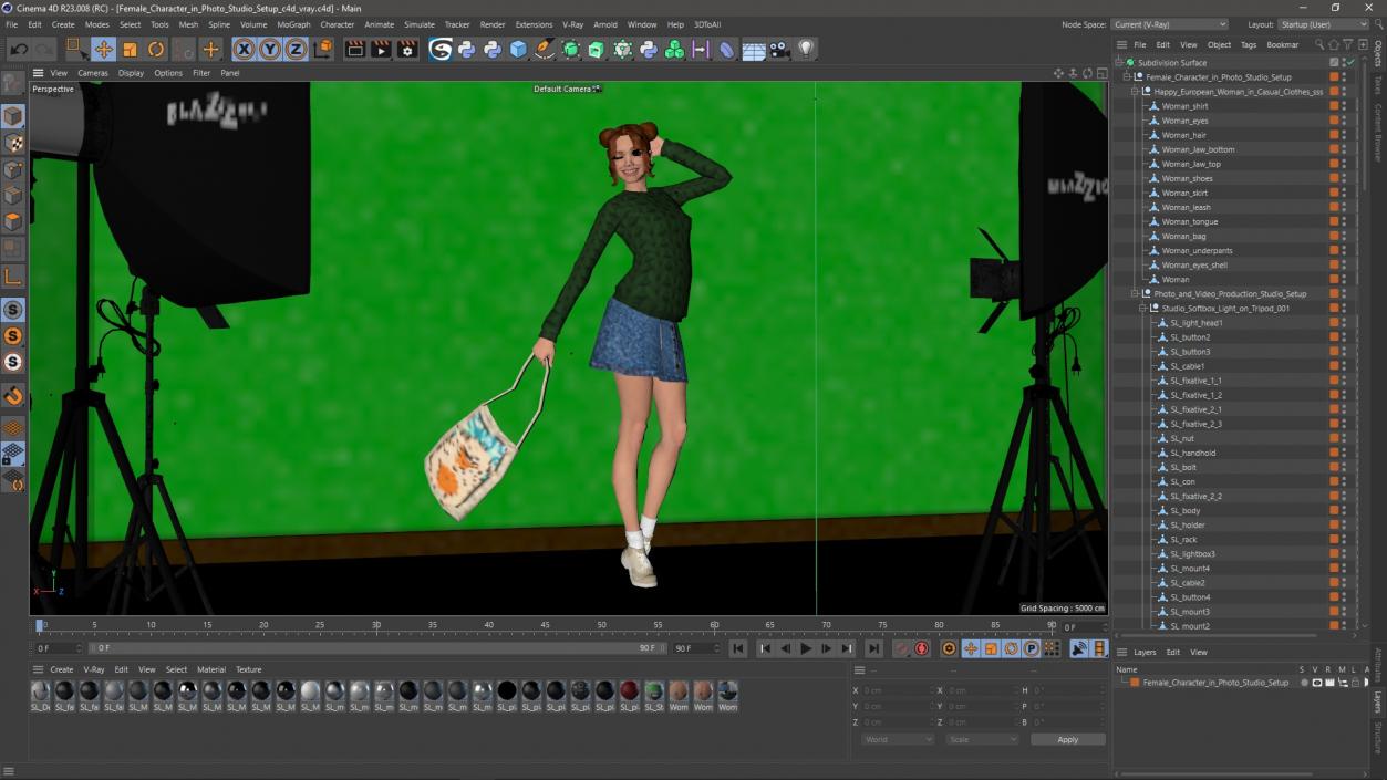 3D Female Character in Photo Studio Setup model