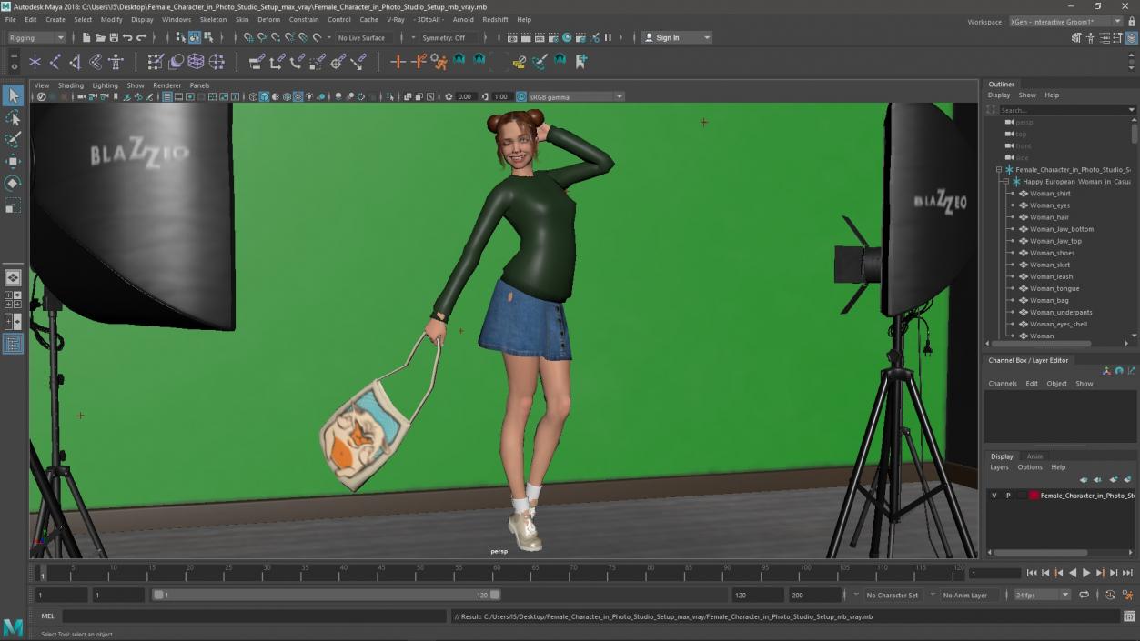 3D Female Character in Photo Studio Setup model