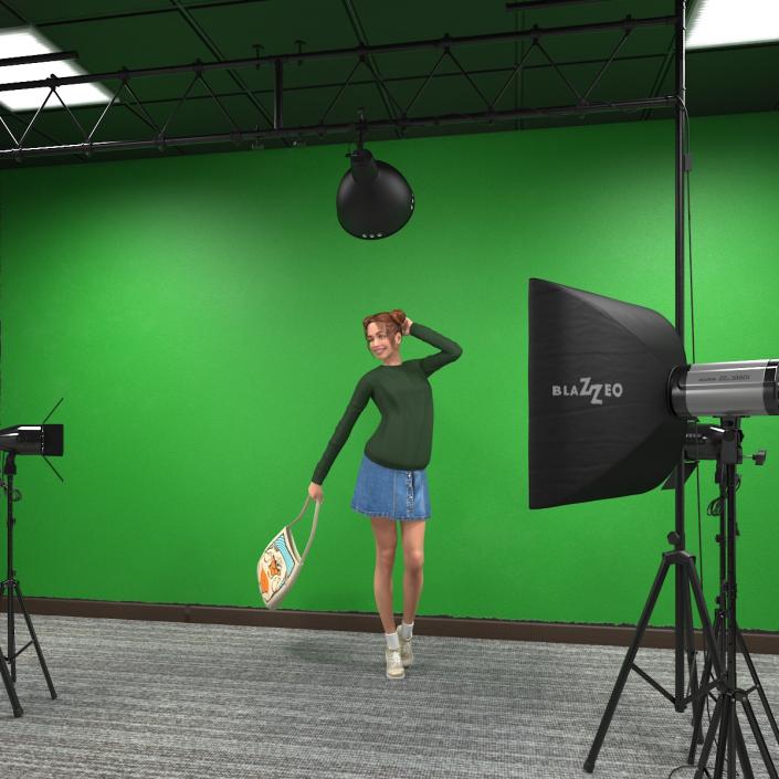 3D Female Character in Photo Studio Setup model