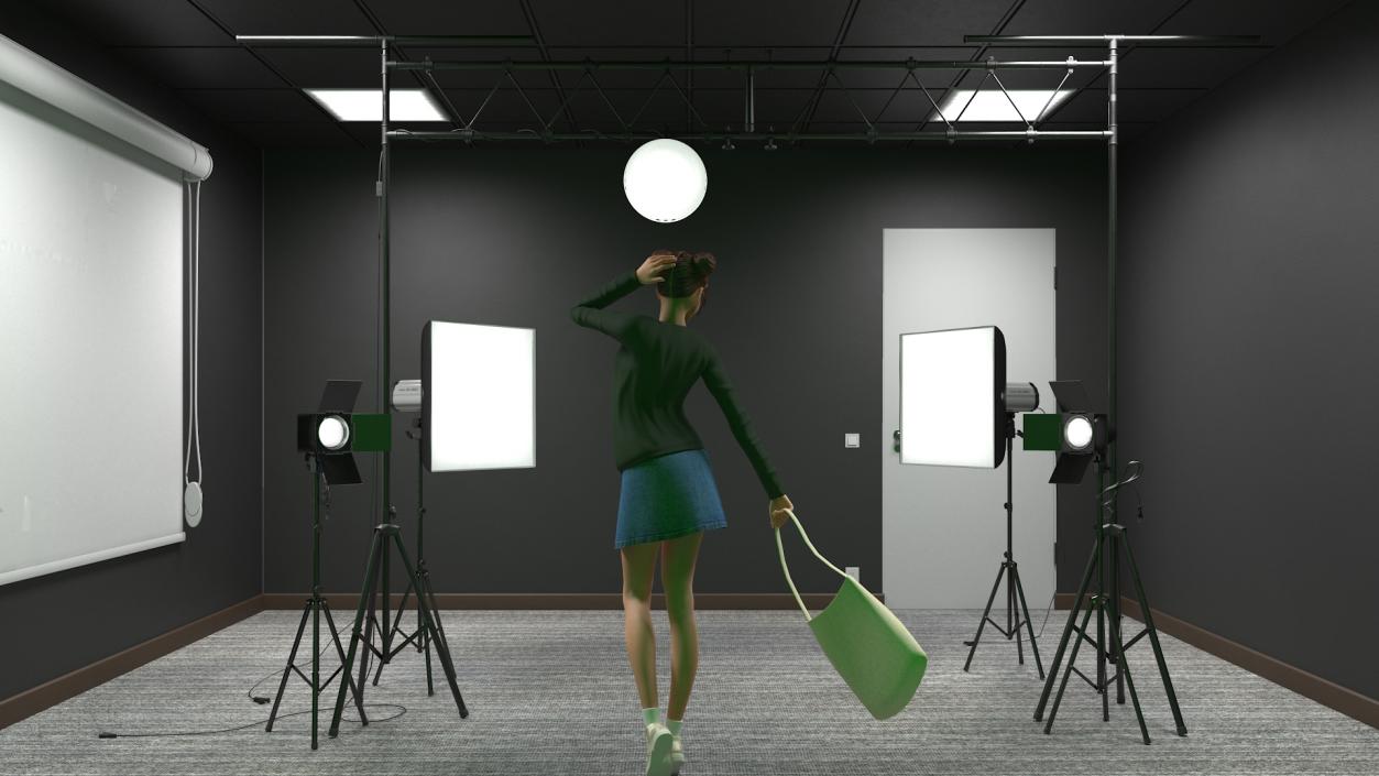 3D Female Character in Photo Studio Setup model