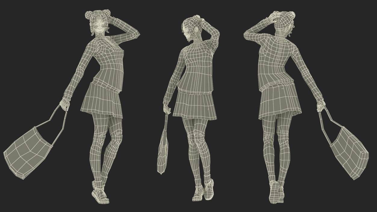 3D Female Character in Photo Studio Setup model