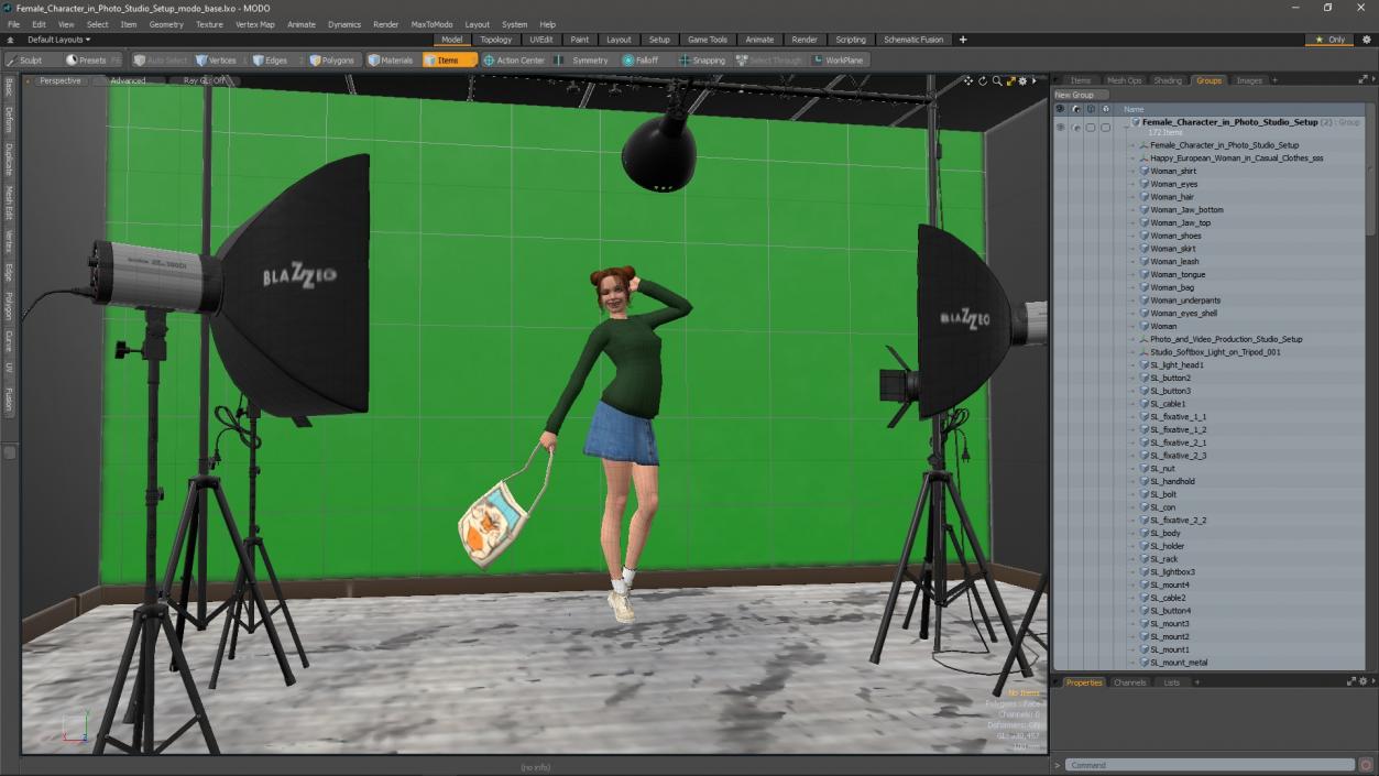 3D Female Character in Photo Studio Setup model