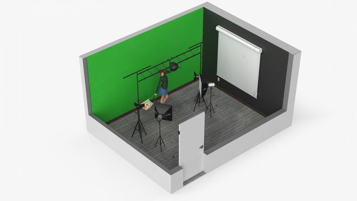 3D Female Character in Photo Studio Setup model