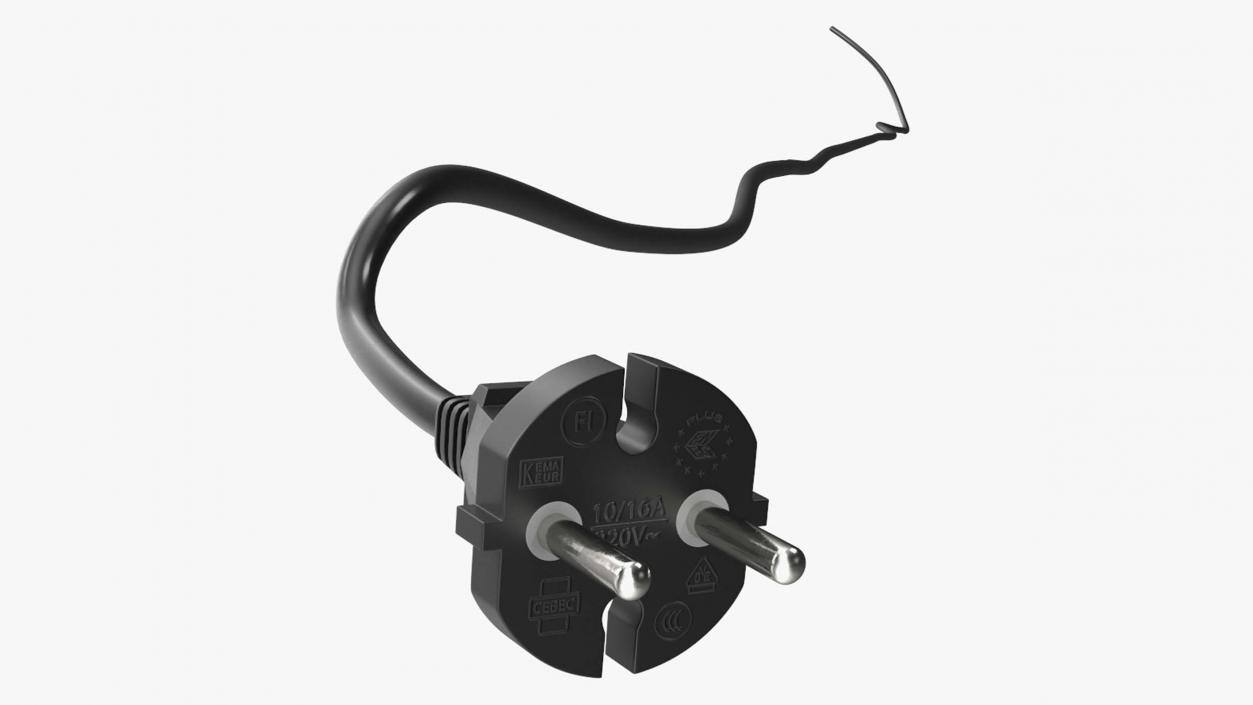 Type E Electric Plug Black Rigged for Cinema 4D 3D