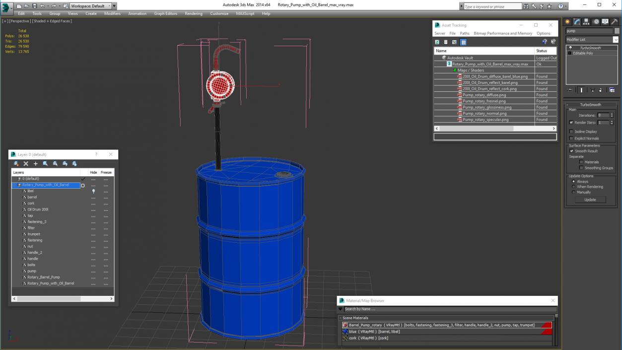 Rotary Pump with Oil Barrel 3D