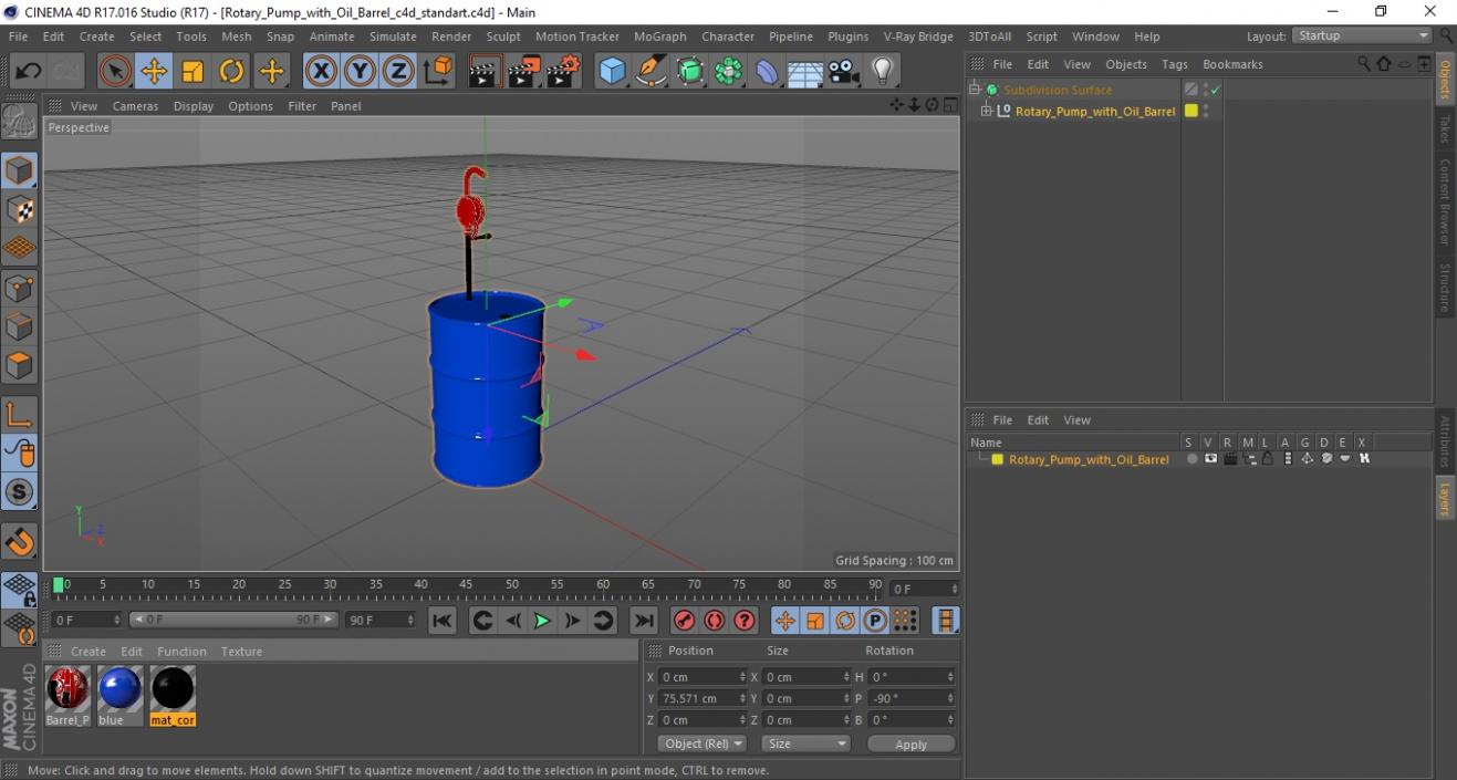 Rotary Pump with Oil Barrel 3D