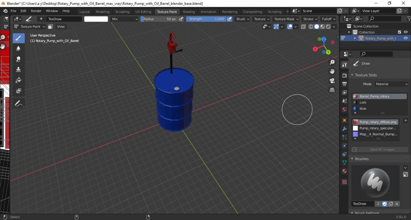 Rotary Pump with Oil Barrel 3D