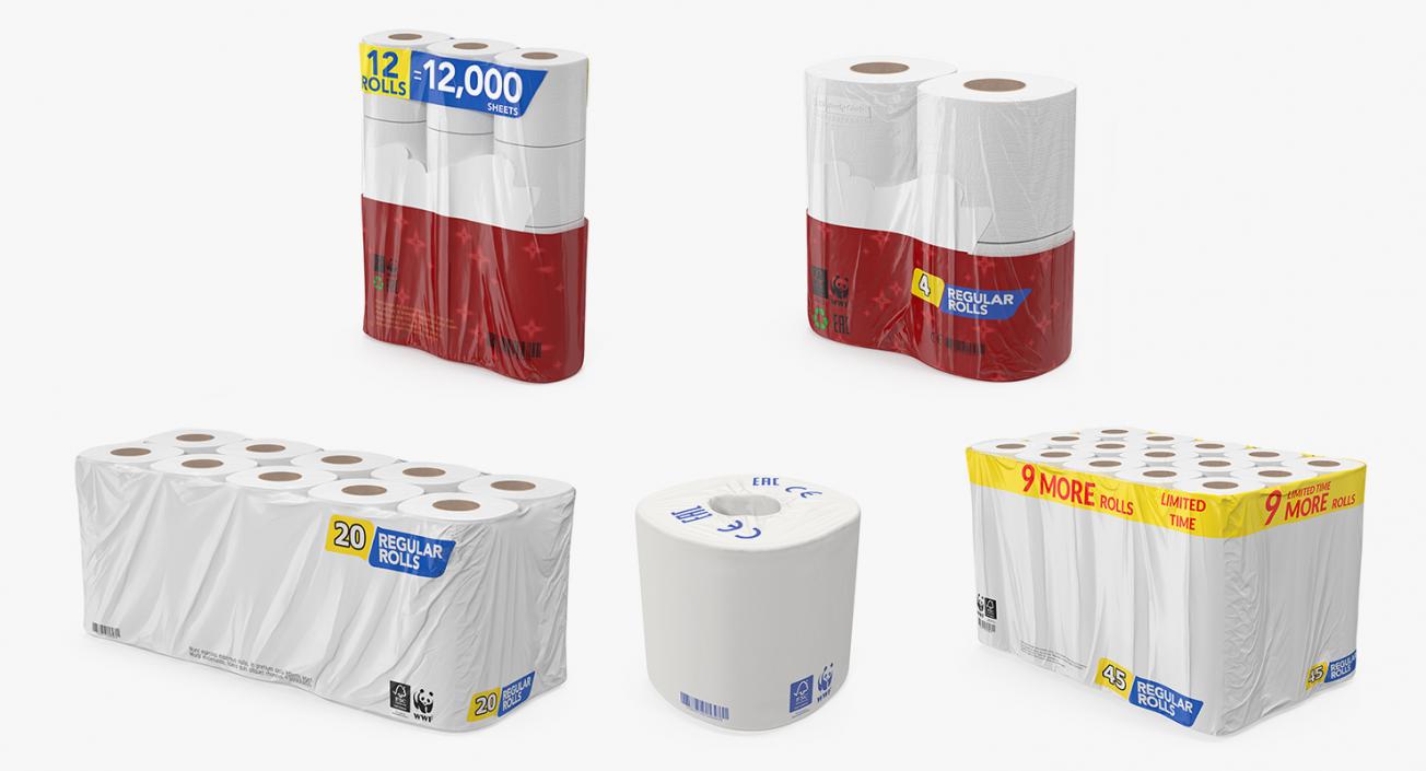 Toilet Paper Packs Collection 3D model