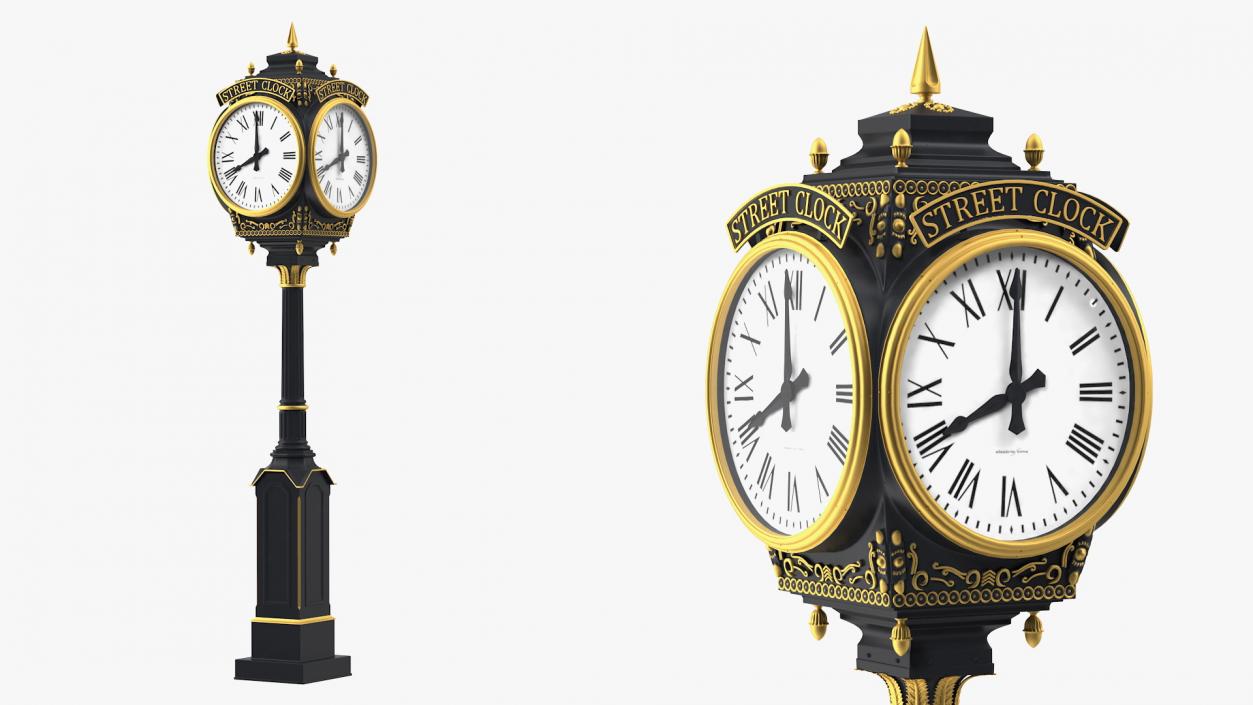 3D City Street Clock Black model