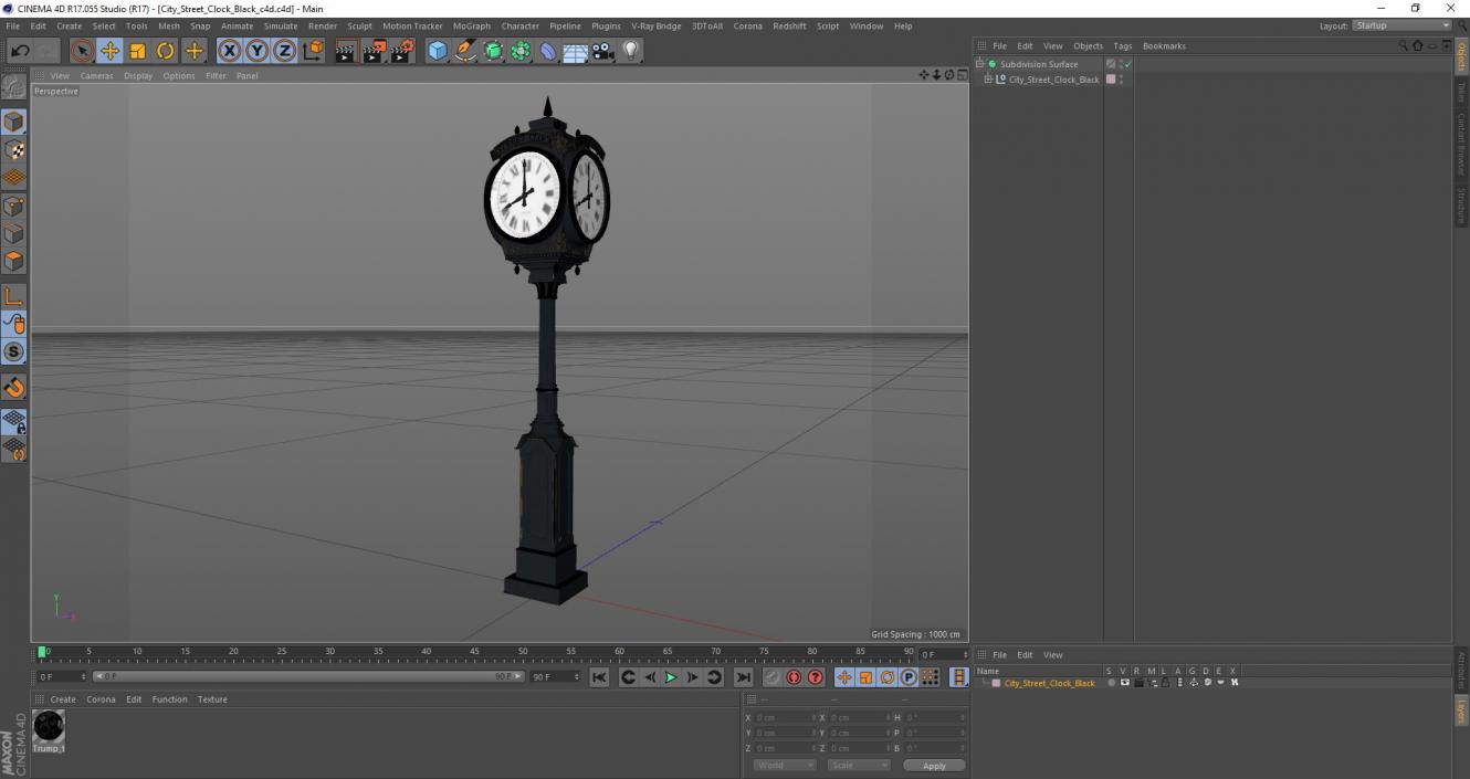 3D City Street Clock Black model