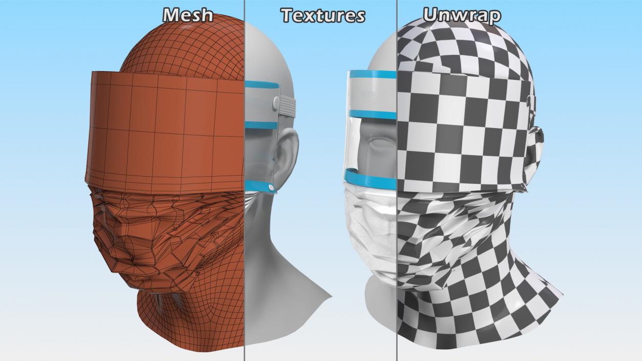 Face Shield with Medical Mask 3D model