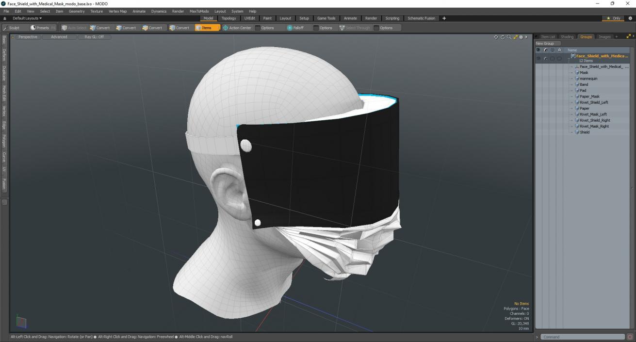 Face Shield with Medical Mask 3D model