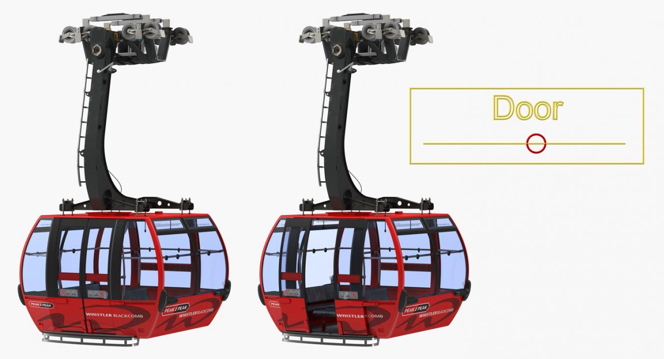 3D Cableway Cabin Peak 2 Peak Rigged model