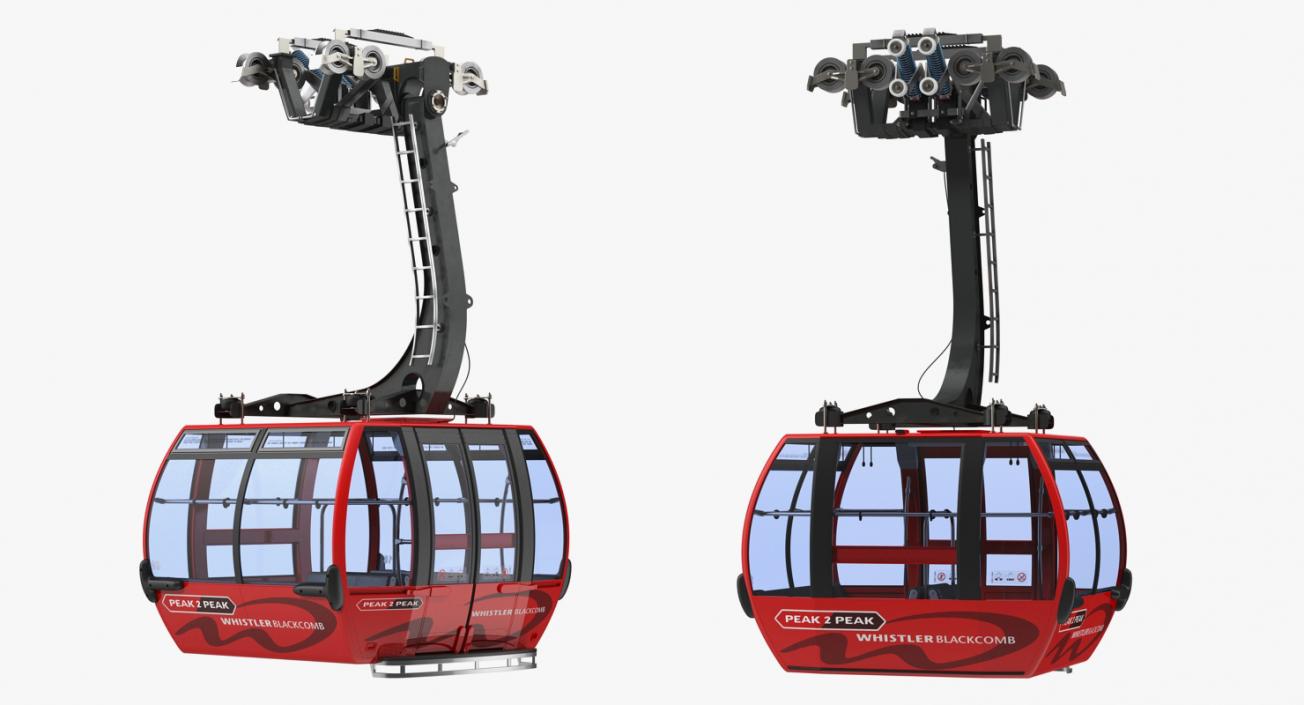 3D Cableway Cabin Peak 2 Peak Rigged model