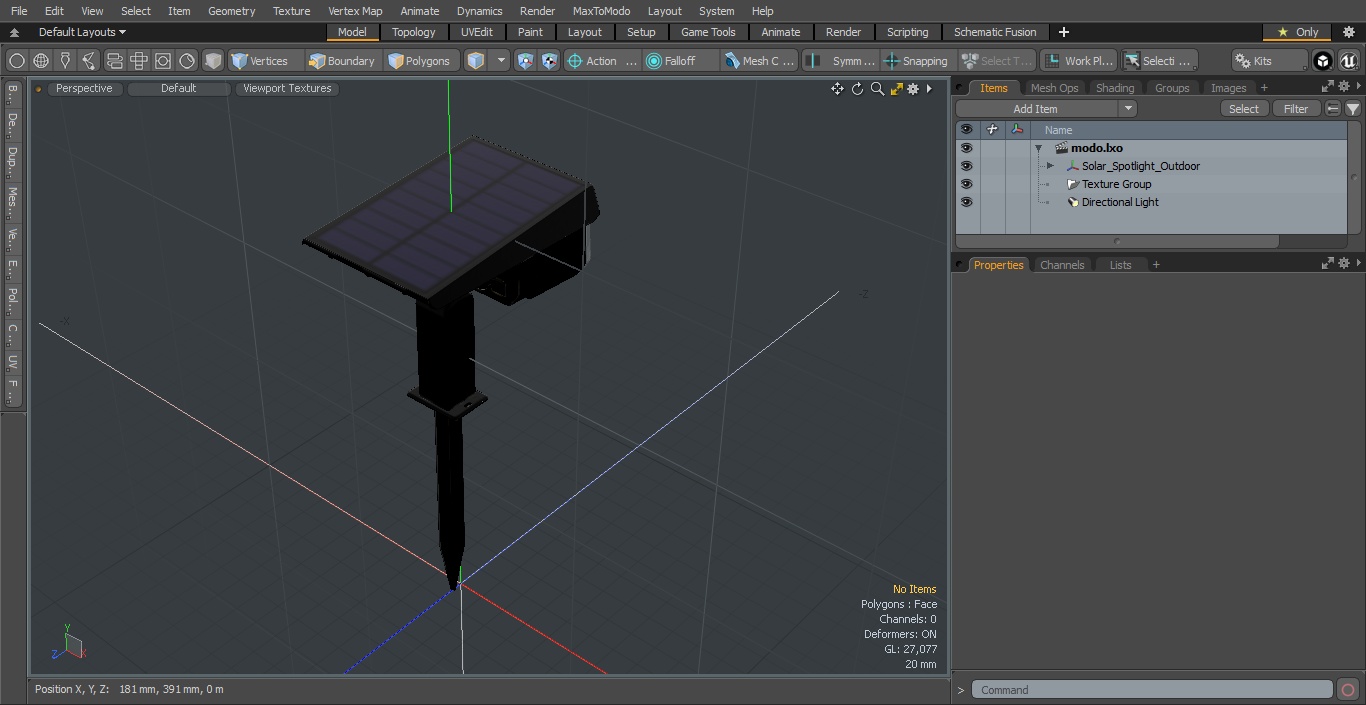 3D Solar Spotlight Outdoor model